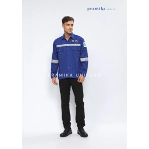 Seragam Kerja Safety Biru Lengan Panjang dengan Reflective